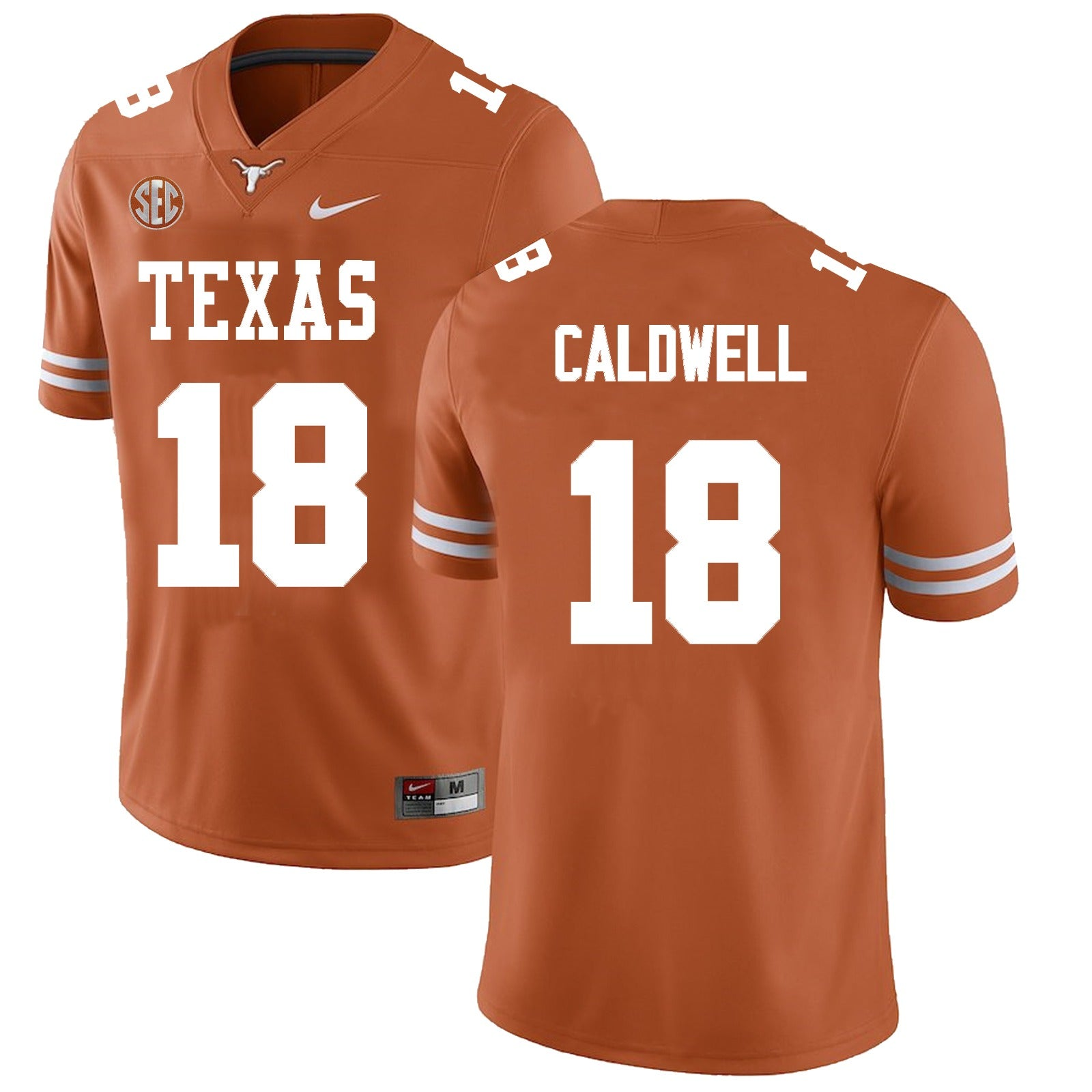 Men's #18 Matthew Caldwell Texas Longhorns College Football Jersey - Image 2