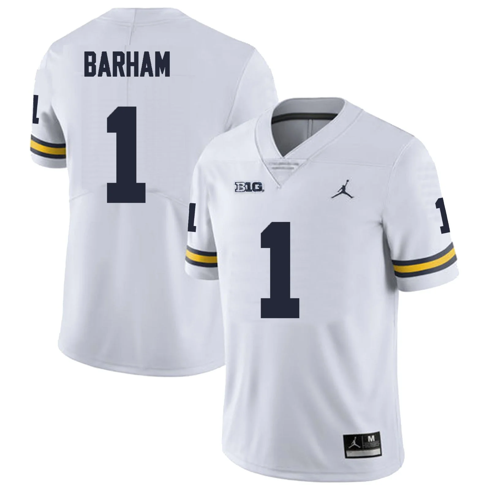 Men's #1 Jaishaw Barham Michigan Wolverines College Football Jersey - Image 2