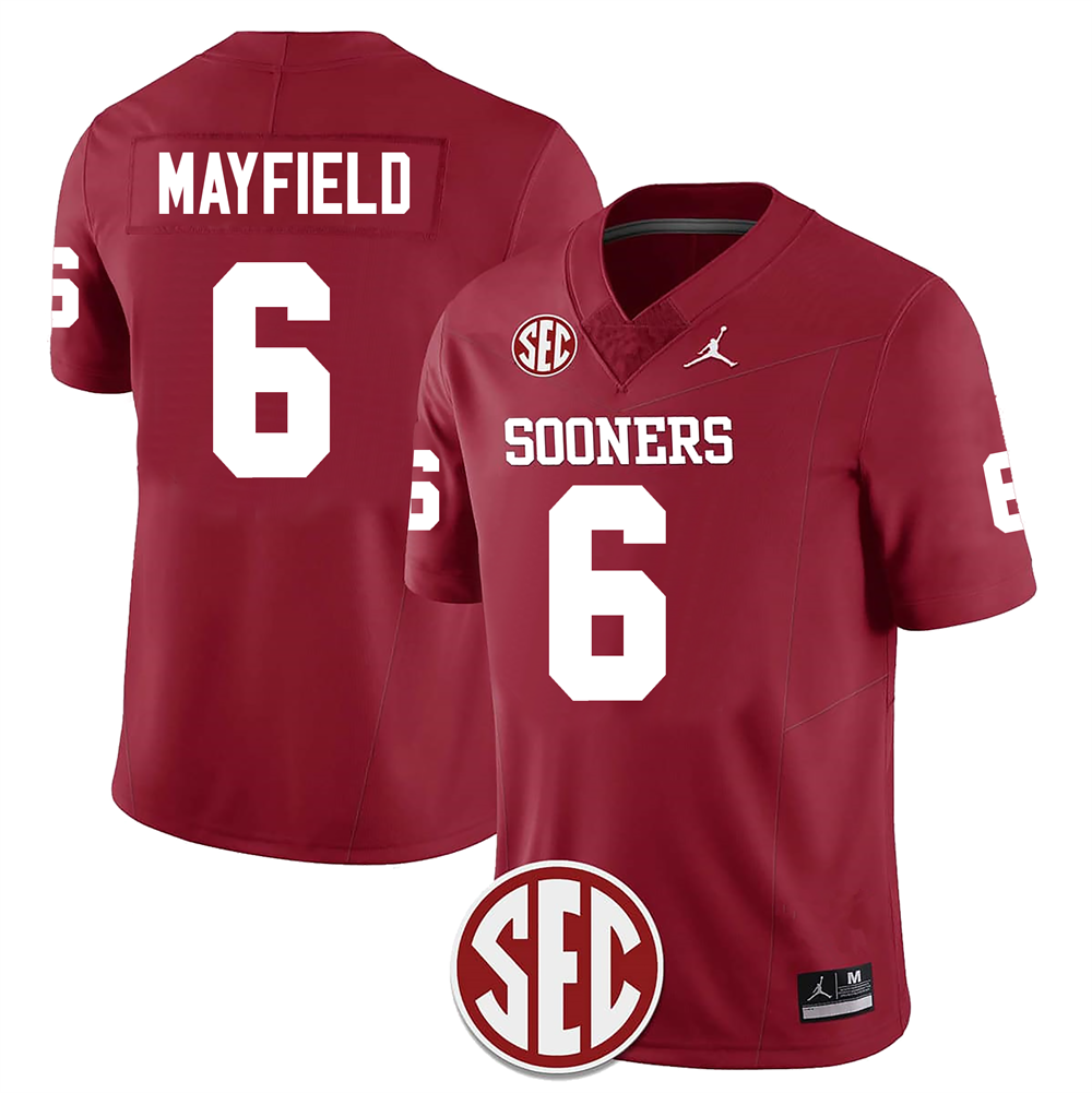 Men's #6 Baker Mayfield Oklahoma Sooners Football Jersey