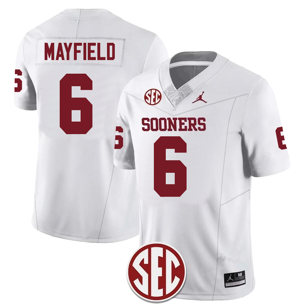 Men's #6 Baker Mayfield Oklahoma Sooners Football Jersey - Image 2