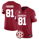 Men's #81 Will Huggins Oklahoma Sooners Football Jersey