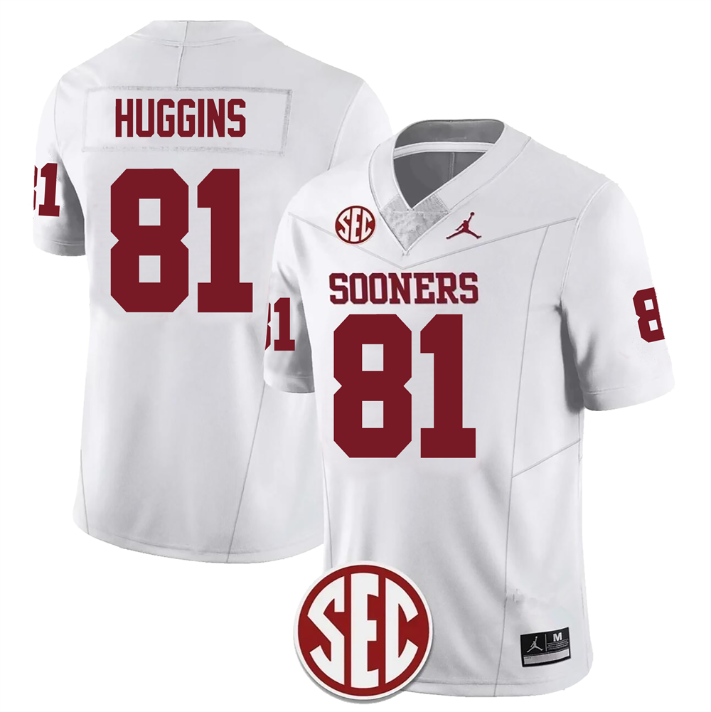 Men's #81 Will Huggins Oklahoma Sooners Football Jersey - Image 2