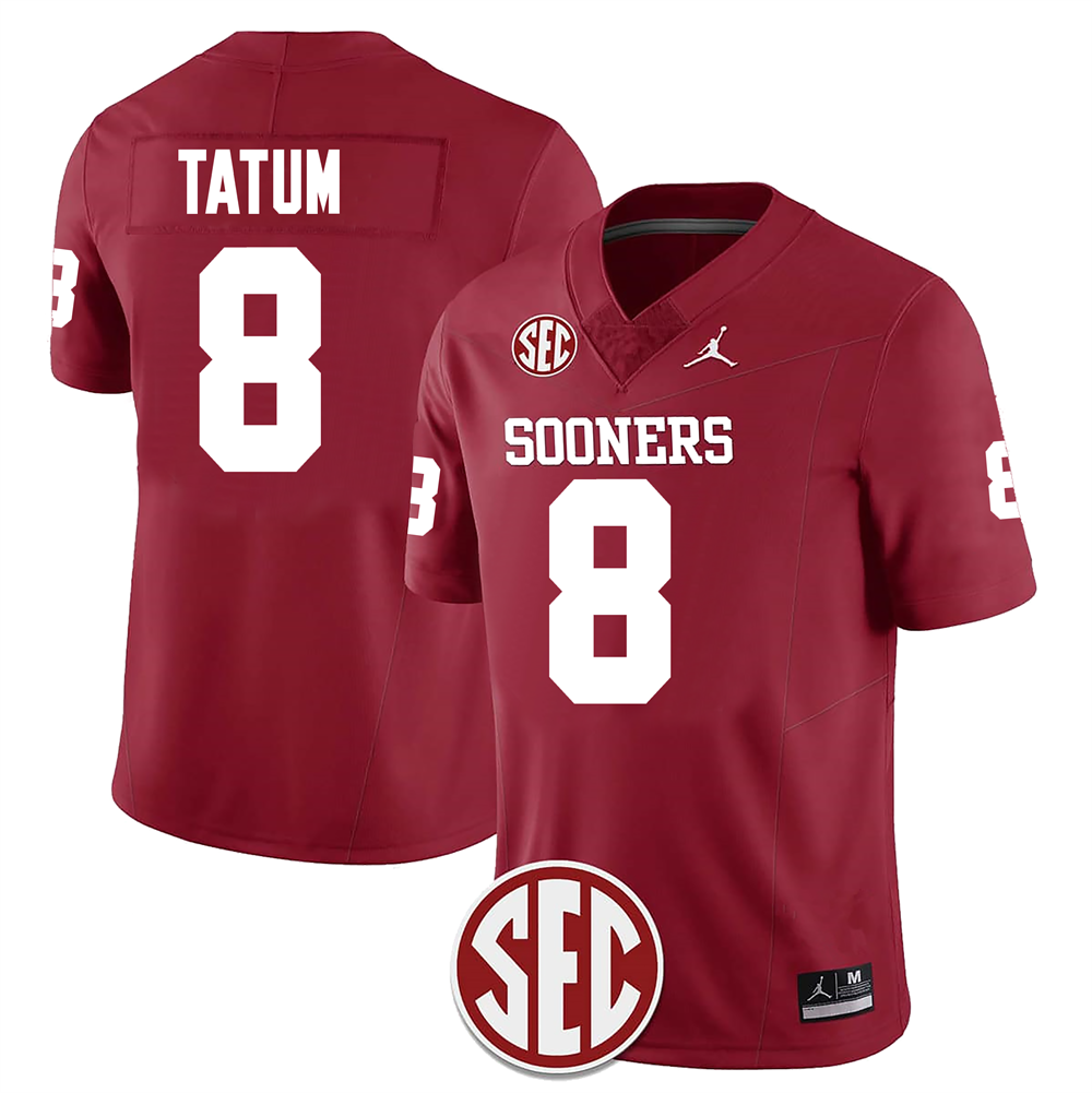 Men's #8 Taylor Tatum Oklahoma Sooners Football Jersey