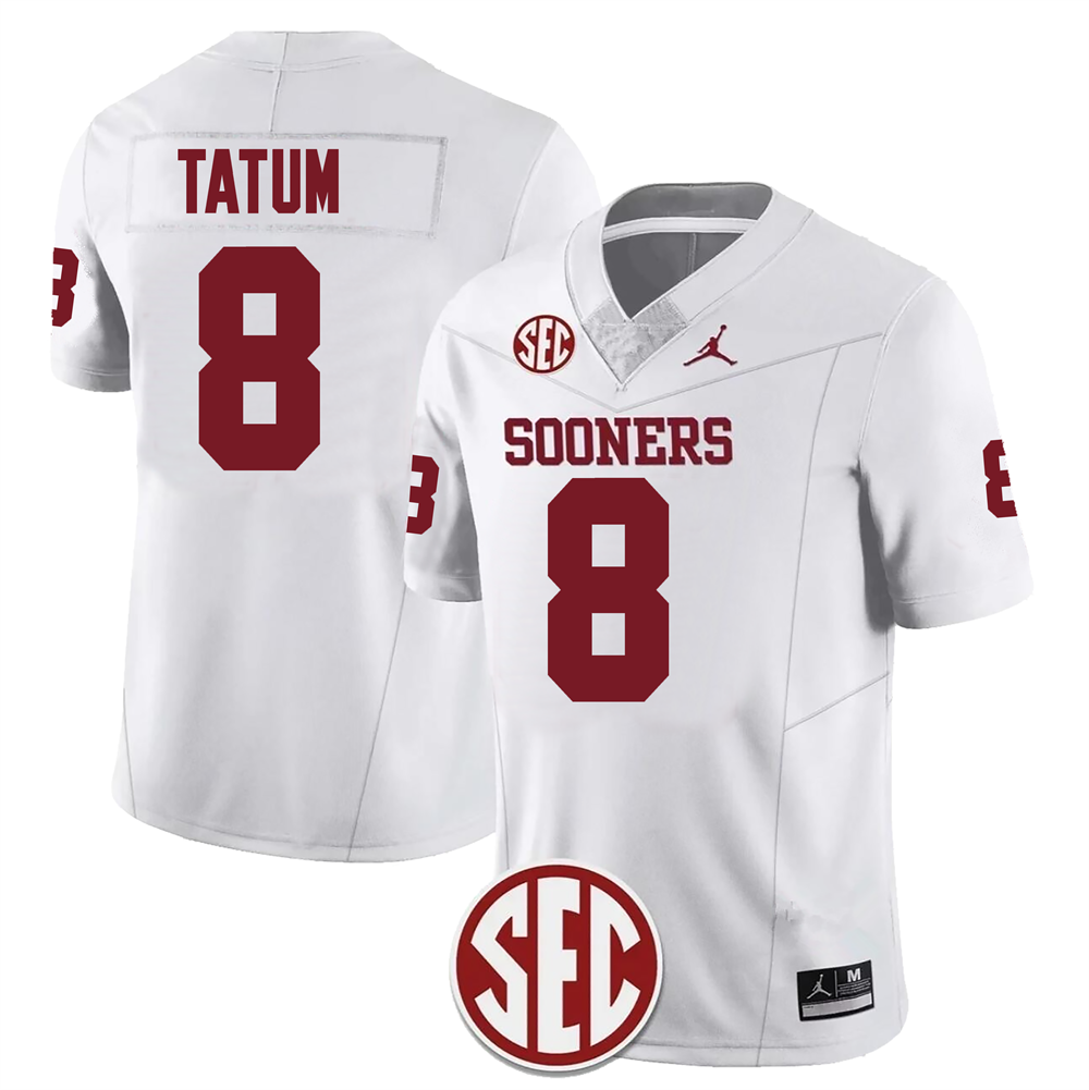 Men's #8 Taylor Tatum Oklahoma Sooners Football Jersey - Image 2