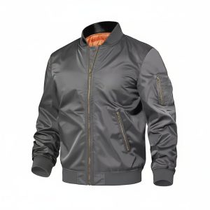 Men's Nylon Baseball Bomber Zip-Up Jacket