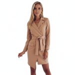 Women's Strap Slim Fit Longline Blazer Jacket