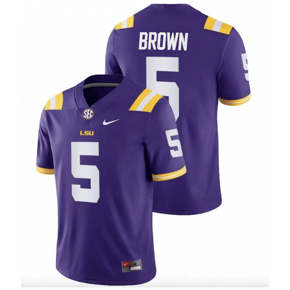 Men's #5 Lamar Brown LSU Tigers College Football Jersey