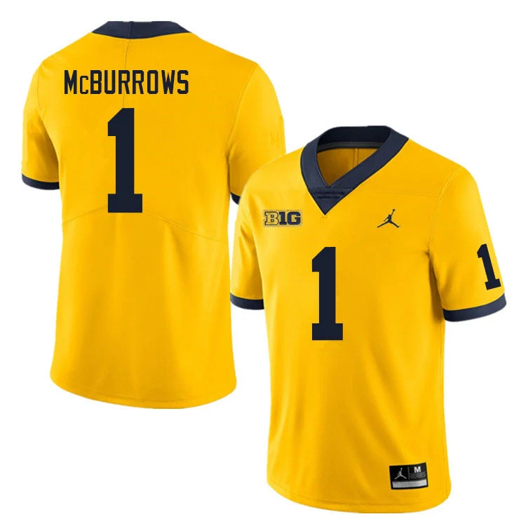 Men's #1 JaDen McBurrows Michigan Wolverines College Football Jersey
