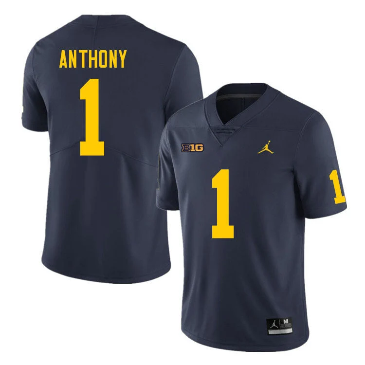 Men's #1 Andrel Anthony Michigan Wolverines College Football Jersey - Image 3