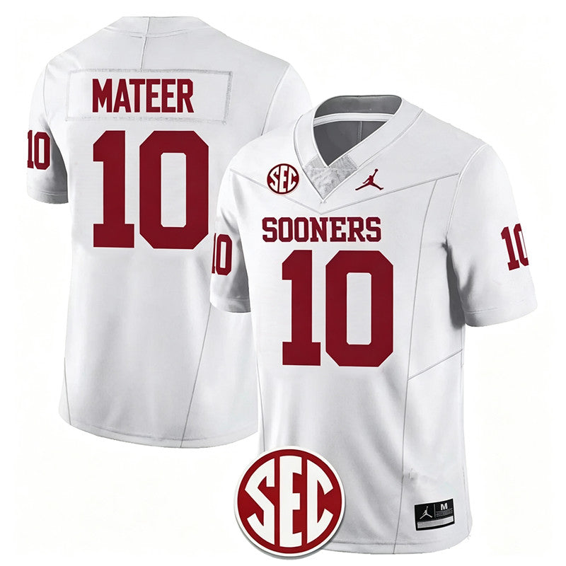 Men's #10 John Mateer Oklahoma Sooners Football Jersey - Image 2